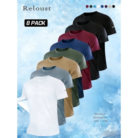 Men'S 8pcs Workout Shirts That Are Quick-Drying, Breathable, And Made of Cooling Mesh. These Moisture-Wicking Short Sleeve Tops Are Perfect for Gym And Running