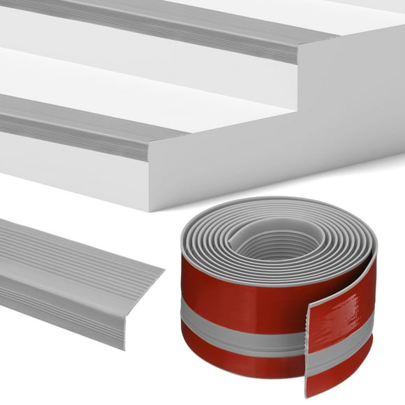 Uxcell Stair Edge Trim 10FT Vinyl Rubber Stair Nosing Non-Slip Self Adhesive Stair Edge Trim Strips Grey 0.98 Inch