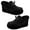 Black, variant on Women Winter Round Toe Thick Heel Low Cut Ankle Snow Boots Plush Warm Loafers