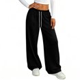 thumbnail image 5 of Resicozy Wide Leg Sweatpants Women Low Rise Baggy Pants Fall Fashion Lounge Lightweight Sweat Pants with Pockets Black 2XL, 5 of 5