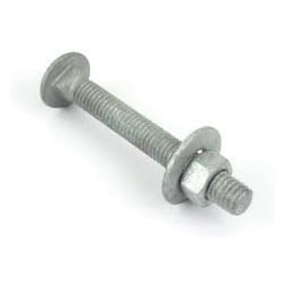 1/2"-13 x 12" Hot Dipped Galvanized Carriage Bolt w/Nuts & Flat Washers, Quantity 25 - by Bilot,