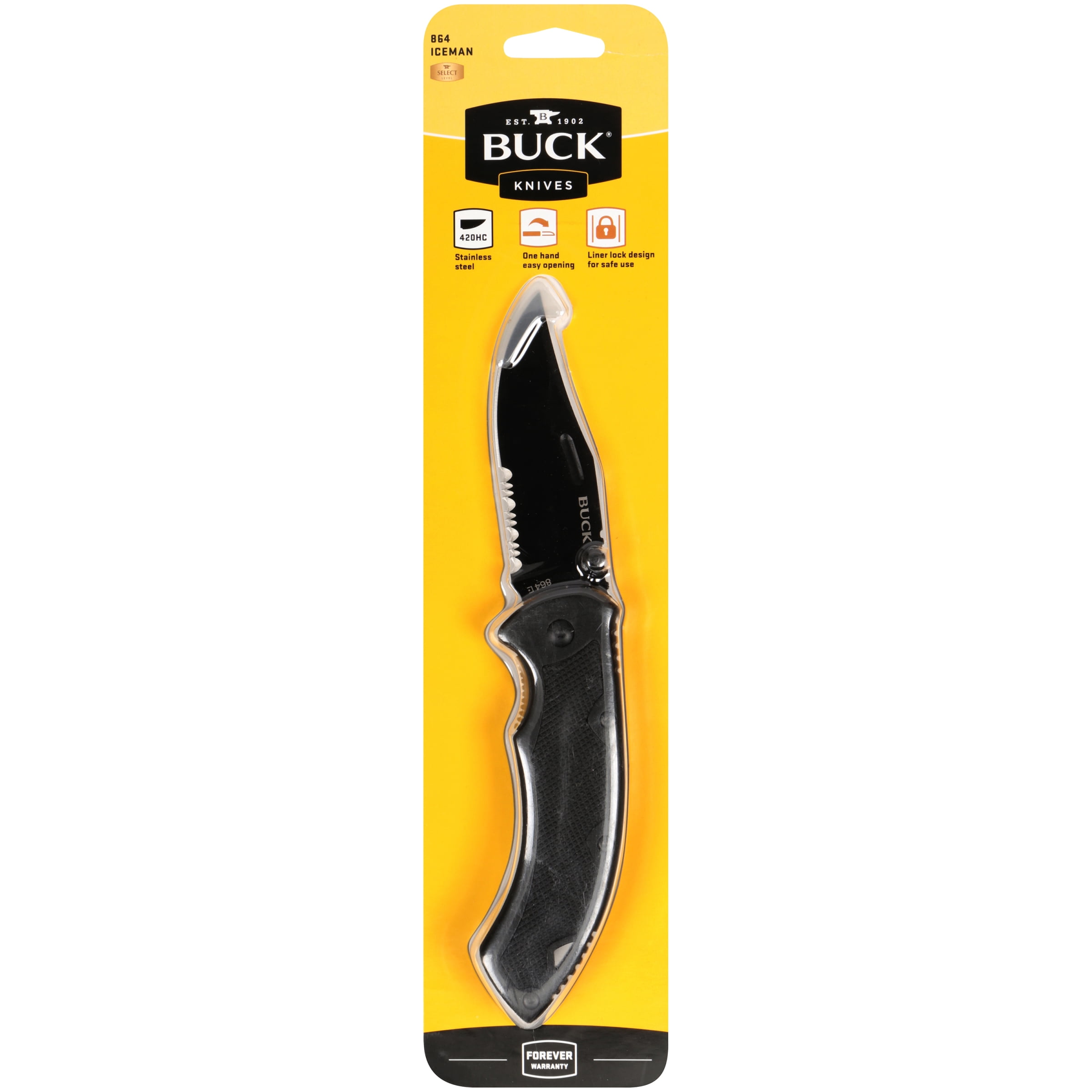 Buck Knives 0864BKXWM Iceman Clip Point Knife with Black Anodized 