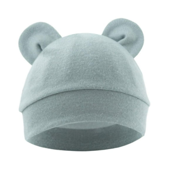 Baby Bear Ears * Soft Cotton Beanie Cute Infant Hat Breathable Lightweight Headwear Adjustable Stretchy Comfortable Photo Prop Outfit Accessory Gift Set for Boys Girls