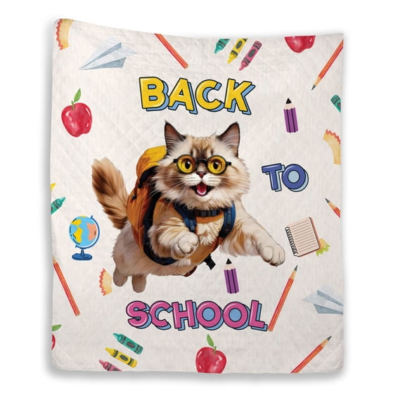 Back to School Cute Ragdoll Quilt Blanket Cat Lover Kitten Owner Gifts Idea Cozy Comforter Throw Blanket - 13010
