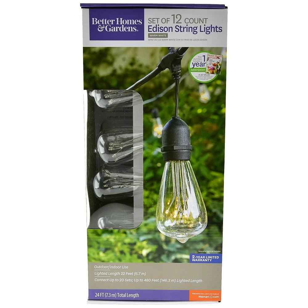Better Homes & Gardens Edison String Lights, Set of 12