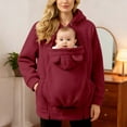 thumbnail image 7 of zaveiop Women Fleece Zip up Hoodie 2 in 1 Baby Wearing Jacket Maternity Winter Coat Thicken Kangaroo Sweatshirt Baby Wearing Outerwear (Wine, XL), 7 of 7