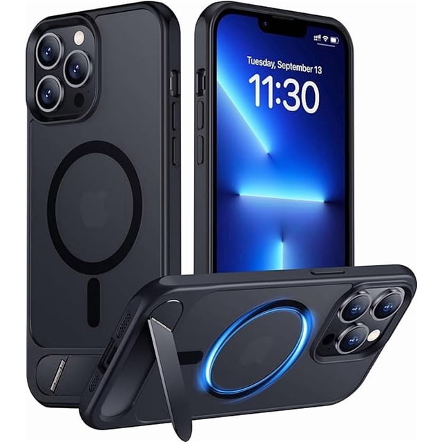 Funda con Soporte Magnético invisible, Delgada Mate, para iPhone 13 Pro Max, Negro