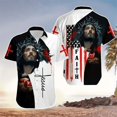 thumbnail image 2 of Camisa hawaiana Aloha con Jesús y león, unisex, con solapa, de manga corta, para verano, para hombre y mujer, genial para playa, con flores, tops cruzados, 2 of 5