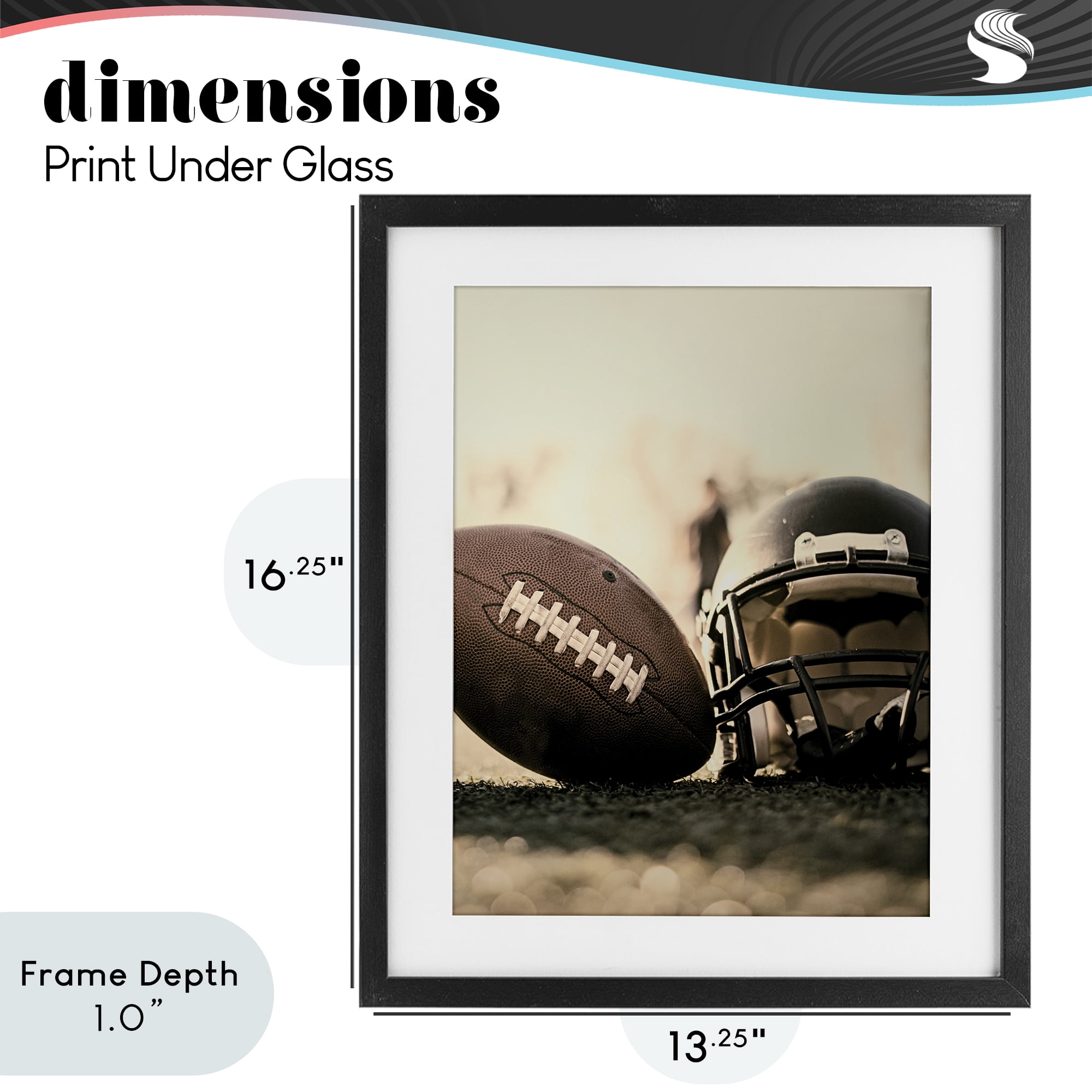 Stupell Industries Football Stand Alone Black Framed Print Under Glass, design by Jesse Keith