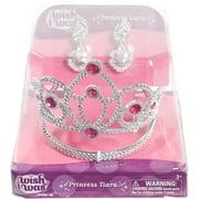 Wish I Was Princess Tiara With Earrings, Silver/Pink