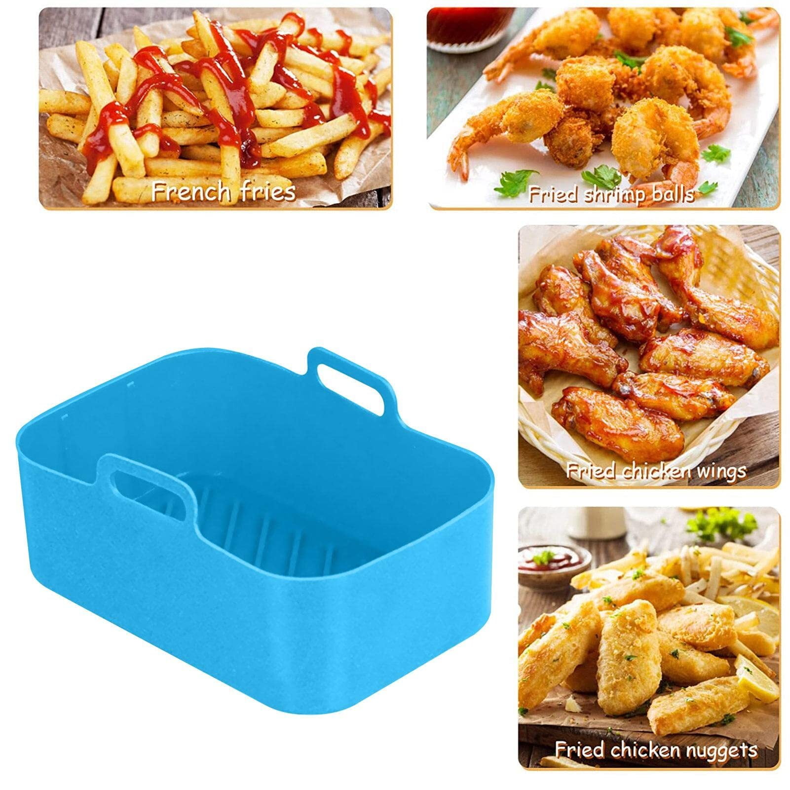  2 PCS Air Fryer Silicone Liners for Ninja Foodi Dual Zone DZ090  6 QT DZ100 DZ201 8QT Air Fryer, Air Fryer Silicone Pots Rectangular Food  Grade Reusable Airfryer Non-Stick Baking Tray