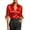 Red, variant on Womens Satin Blouse Short Sleeve Sheer Striped Tie Cuffs Smooth Anti Wrinkle Formal Office Business Interview Top Red,S