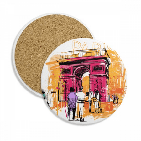 

Triumphal Arch Paris France Hand Drawing Coaster Cup Mug Tabletop Protection Absorbent Stone