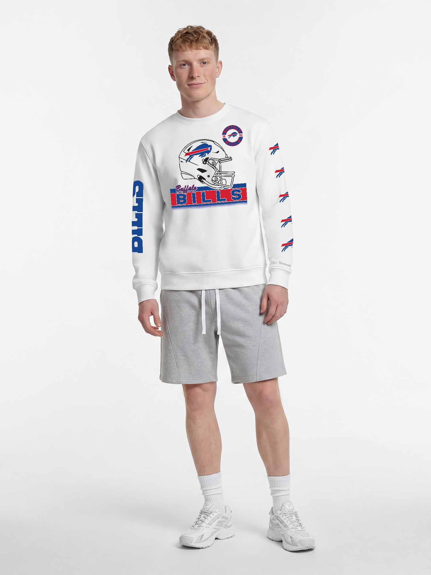 Buffalo Bills Reebok Mens White Crew Sweatshirt