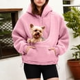 thumbnail image 2 of Women Sherpa Pet Carrier Hoodie, Plush Kangaroo Pocket Pullover for Small Dog Cat, 2 of 4