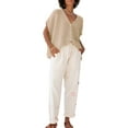 thumbnail image 1 of SUNSIOM Womens Loose Knit Cardigan Solid Color Short Sleeve V-Neck Button Down Lightweight Sweaters, 1 of 6