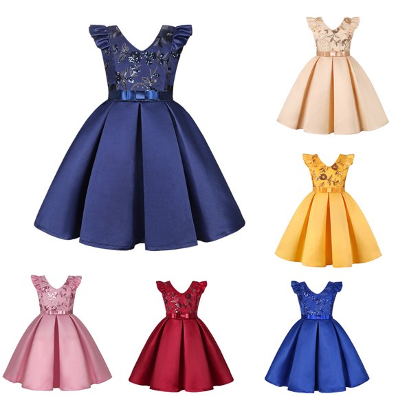 Esaierr Kids Baby Sequin Dress Princess Dress for Girls,Toddler Sleeveless Holiday Party Princess Dress Little Boys Fashion Button up Collar Shirt Tee for 2-10Y
