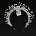 thumbnail image 3 of Nvzi Horquillas para el pelo de boda con flores para novias, peinetas con perlas de cristal, pinzas para el pelo, accesorios para el pelo de boda dorados, joyas - Plateado A, 3 of 4