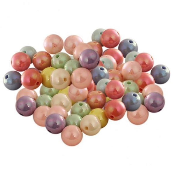 perfeclan 5xColorful Round Acrylic Loose Beads for Jewelry Making Craft 92 Pieces 10mm 5 Pcs