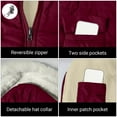 thumbnail image 5 of Womens Coats Hooded Long Sleeve Jacket Pockets Jacket Winter Long Coat Detachable Hat Collar,Coats for Women Wine M, 5 of 6