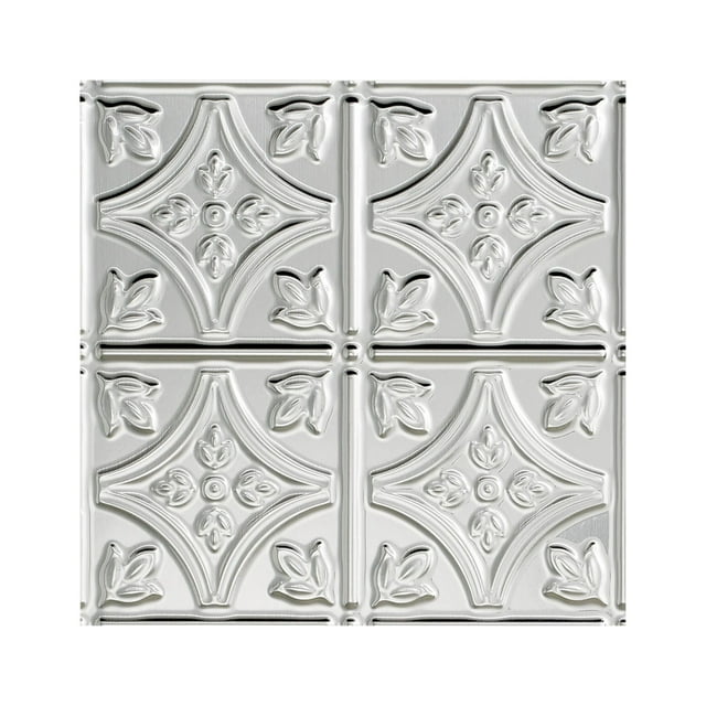 Fasade Easy Installation Traditional 1 Brushed Aluminum Glue Up Ceiling Tile/ Ceiling Panel (12" X 12" Sample)