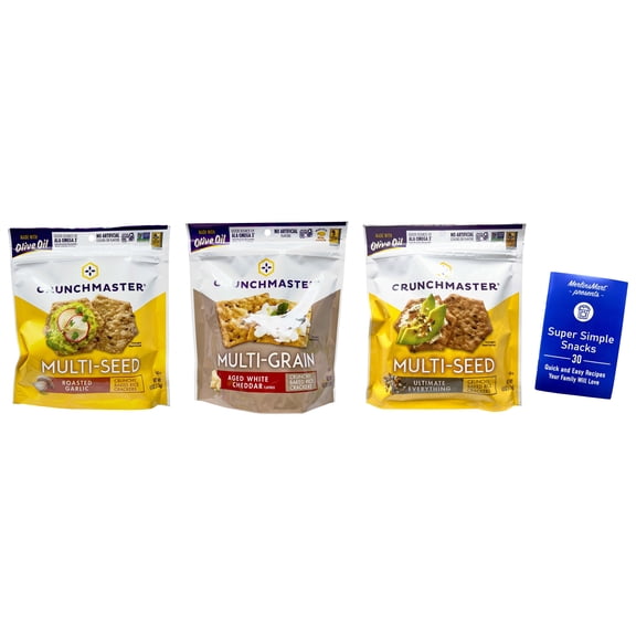 Crunchmaster Rice Crackers - 3 Varieties: 1 Each - Multi-Seed Roasted Garlic, Ultimate Everything, and Multi-Grain Aged White Cheddar   MerlinsMart Zine