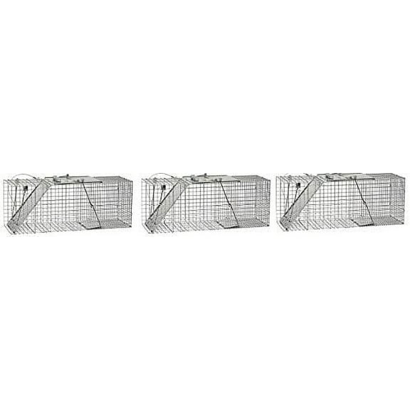 Havahart 1085 Easy Set One-Door Cage Trap for Raccoons, Stray Cats, Groundhogs, Opossums, and Armadillos 3-Pack