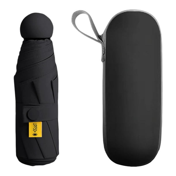 Sombrillas de protección solar, sombrillas para exteriores, mini sombrillas resistentes y ligeras. Negro con estuche