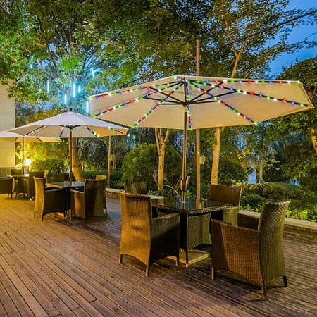 umbrella patio lights table outdoor fairy parasol lighting solar garden antwan string light walmart led