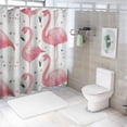 thumbnail image 7 of Orinice  Shower Curtain Watercolor Bath Pink Flamingos Grey Polka Dots Chic Tropical Home Bathroom Decor Polyester Fabric Waterproof  69x72, 7 of 7