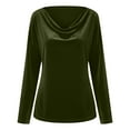 thumbnail image 5 of Tdoqot Girls Velvet T-Shirts- Long Sleeve Dressy Casual Soft V-Neck Party Tops Green Size 6, 5 of 6