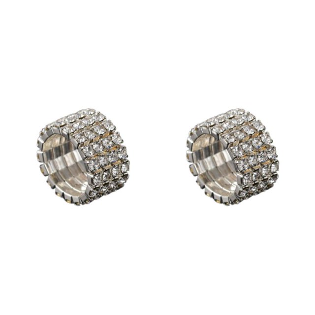 Dalazy Chic Bague de Fiançailles en Cristal Extensible Unique Bague de Promesse de Mariage pour la Vie Argent 4 Rangs 2Set