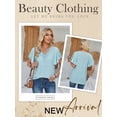 thumbnail image 6 of Nlife Women Floral Cut-out Scalloped Neck Ruffle Short SleeveT-Shirt, 6 of 7