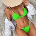 thumbnail image 4 of WREESH Womens Two Piece Swimsuit String Bikini Sets Fashion Solid Swimwear Bikini Split Swimsuit Set Beach Bathing Suit Mint Green, 4 of 5