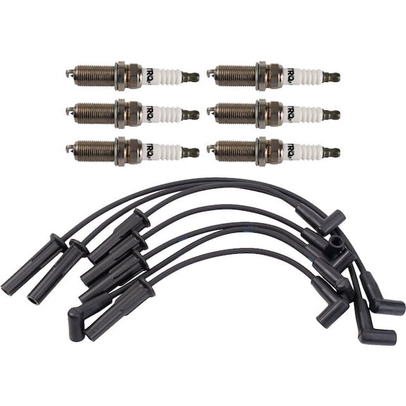 Spark Plug Wire Set with Spark Plugs 7 Piece - Compatible with 1987 - 1990 Jeep Cherokee 4.0L 6-Cylinder 1988 1989