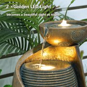 Vase Outdoor Water Fountain, 31.4''H Jar Waterfall Fountain with Warm LED Lights&Durable Pump for Yard, Porches, Home Décor,Garden,Office