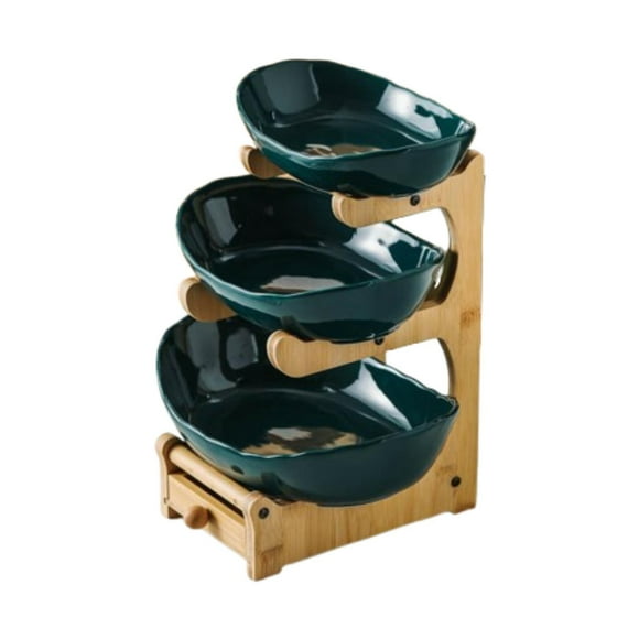Lipstore 3 Tier Serving Tray Set Dinner Platters Fruit Tray for Fruit Snack Appetizer green