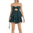 thumbnail image 2 of Coduop Women Strapless Tube Dress Tiered Backless Low Cut Twist Front Cutout Short Mini Dress, 2 of 4