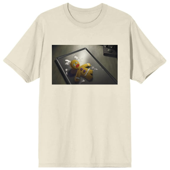 Shrek Gingerbread Man Screenshot Crew Neck Short Sleeve Natural Unisex Adult T-shirt