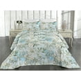 thumbnail image 2 of Ambesonne Romantic Floral Quilted Bedspread Set 3 Pcs, Dreamy Asian Bloom, King, Laurel Green Pale Blue, 2 of 4