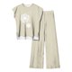 thumbnail image 1 of Pantalones Casuales sin Mangas Impresos con Cuello Redondo Conjunto Superior, Pantalones Ligeros Mujeres para Primavera Verano, 1 of 2