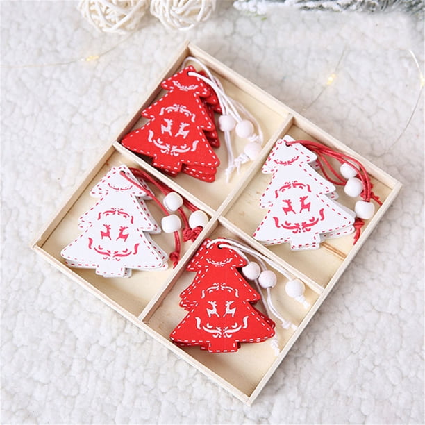 12 adornos navideños pintados de madera árbol de Navidad decoración colgante adornos DIY Wmkox8yii gf5935