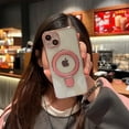 thumbnail image 6 of for iPhone 14 Case Clear Magnetic Build-in Stand with Camera Lens Protection [Compatible with MagSafe] Shockproof Soft Protective Slim Phone Case for iPhone 14 6.1 Inch - Pink, 6 of 11