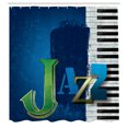 thumbnail image 3 of Ambesonne Abstract Shower Curtain, Jazz Music Keys Guitar, 69"Wx70"L, Navy Green White, 3 of 5