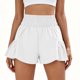 thumbnail image 2 of Shorts Holgados para Mujer con Cintura Elástica Fruncida, Shorts de Pierna Ancha para Verano, Casuales, Transpirables, para Entrenamiento, Correr y Yoga, con Bolsillos, Blanco, S, 2 of 7