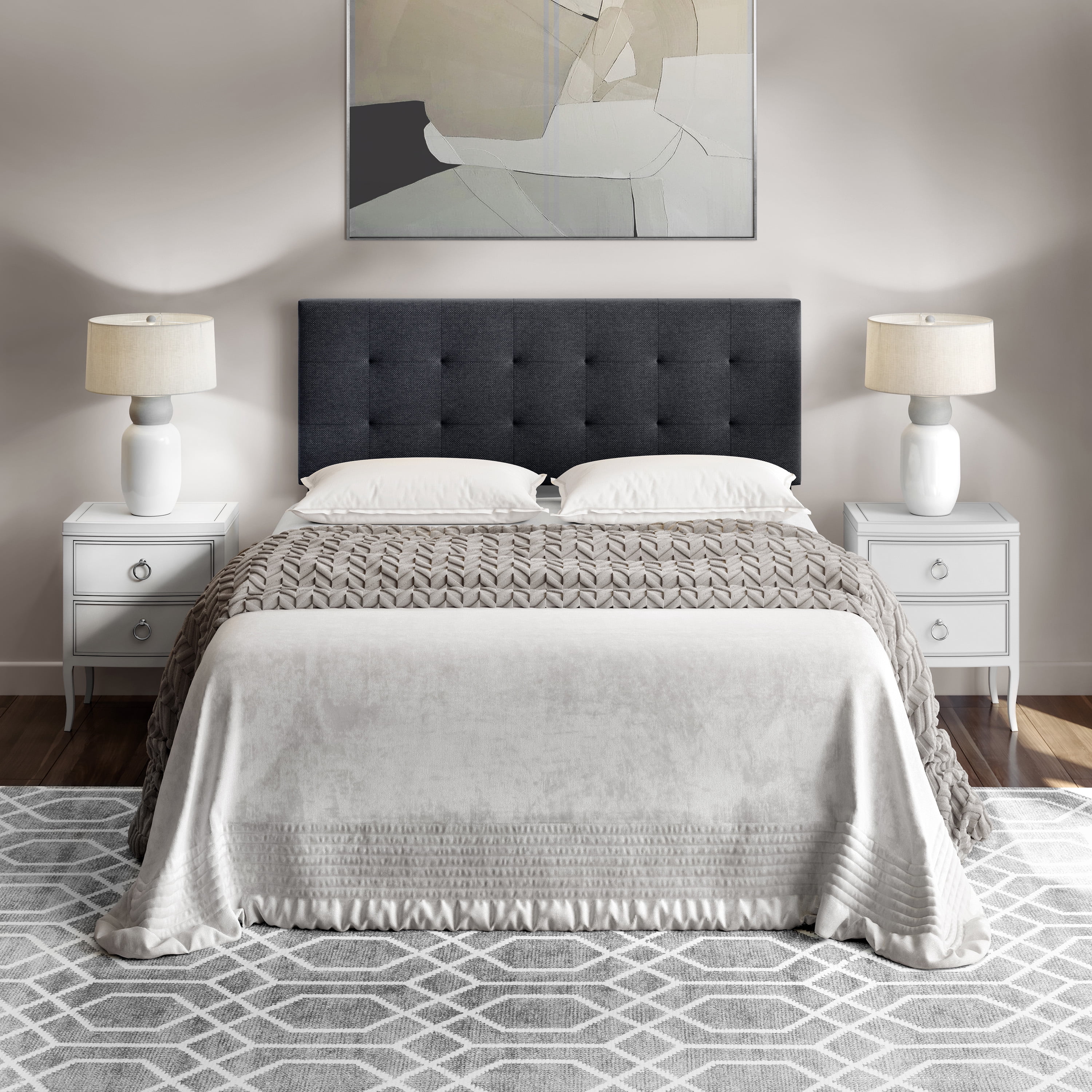 Boyd Sleep Linen Instant Adjustable Headboard, Charcoal