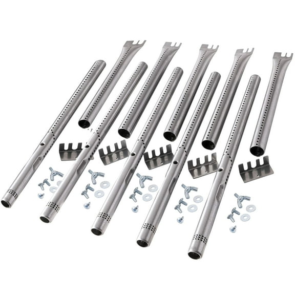 Set of 5 Adjustable Stainless Steel Tube Burners – Universal Gas Grill Replacement Parts (Slim 1/2" Diameter) for Charbroil, Kenmore & More