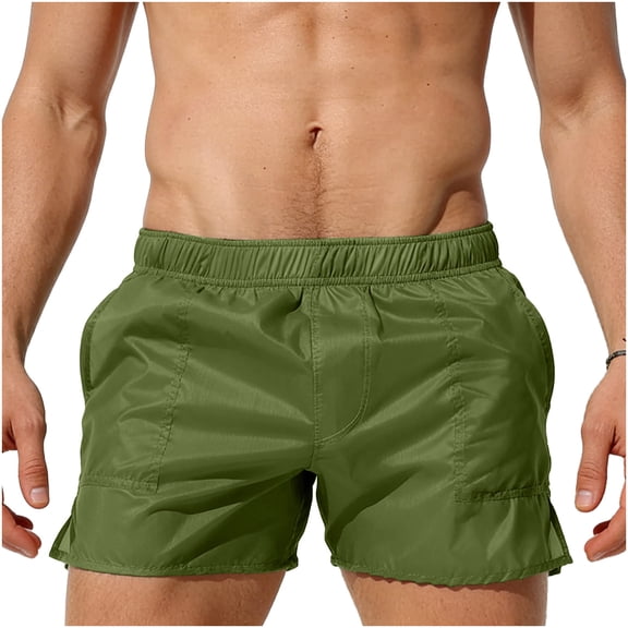 Busydd Mens Shorts Casual Solid Color Gym Athletic Shorts for Men Summer Beach Elastic Waist Men's Swim Trunks with Pockets