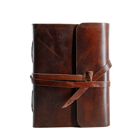 Handmade Leather Journal 8 x 6 Inch – Unlined Writing Notebook and Sketchbook for Men and Women, Cherry Red