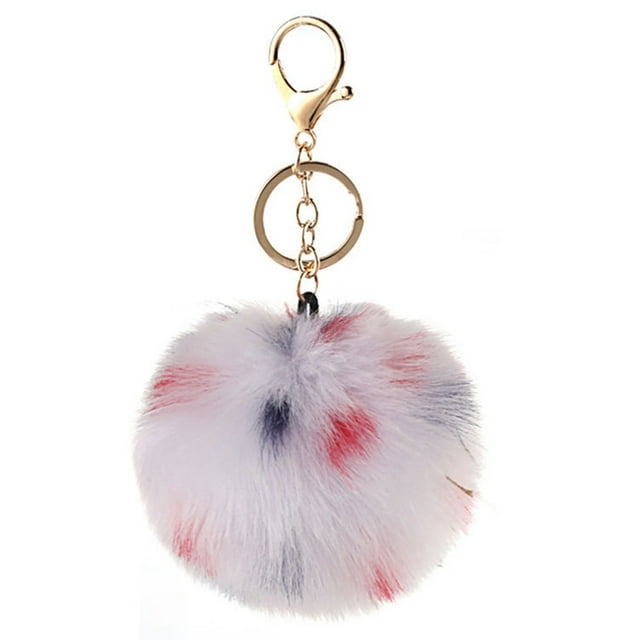 Pom Pom Keyring Faux Fur Decorative Fuzzy Ball Keychain Bag Charm for Women